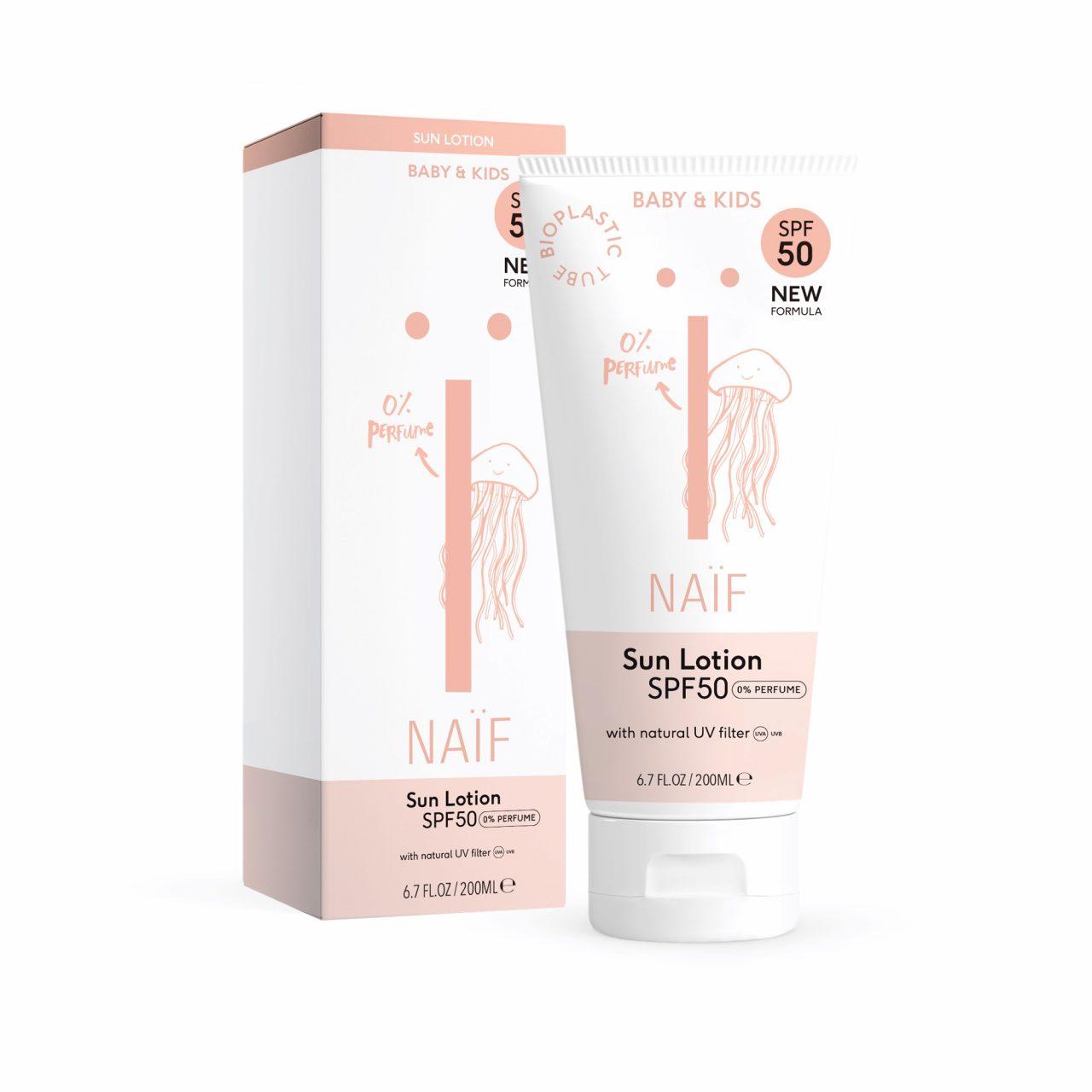 Naïf Sunscreen Lotion Perfume Free for Baby & Kids SPF50 - 200ML - Glow Naïve Sunscreen