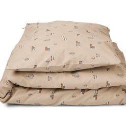 beige dekbed met trein print