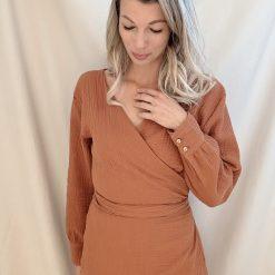 overslagjurk dames cognac