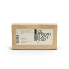 cardboard packaging on a white background containing african black soap from natural heros.