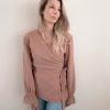 oud roze wikkelblouse dames