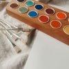 Holzhalter für Aquarell mit 12 Farben Aquarell